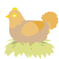 A beige and honey chicken with a head pattern