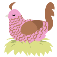 A pink and brown chicken with a lace pattern