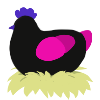 A black and fuchsia chicken