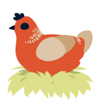 A vermilion and beige chicken with a neck-band pattern