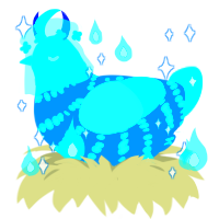 King Henry Ate, a sapphire and mint chicken with a bar pattern