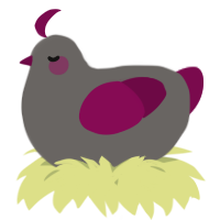 A grey and wine chicken