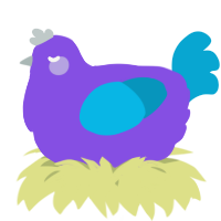 A blurple and cerulean chicken