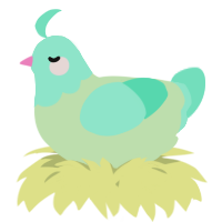 A gluppy and mint chicken with a head pattern