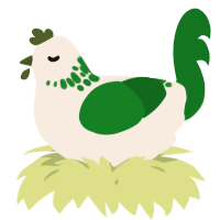 A cream and leaf chicken with a neck-speckle pattern