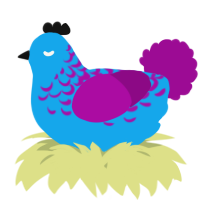 A sky and plum chicken with a half-lace pattern