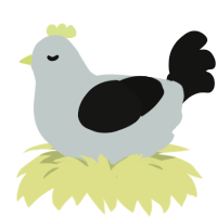 A silver and black chicken