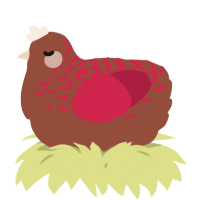 A russet and crimson chicken with a half-lace pattern