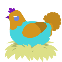 A aqua and ochre chicken with a head pattern