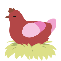 A red and pink chicken