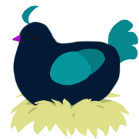 A tumblr and teal chicken