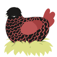 A sable and red chicken with a lace pattern