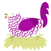 Frosted Sugar Cookie, a white and plum chicken with a lace pattern