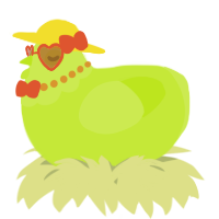 A lime chicken with a head pattern