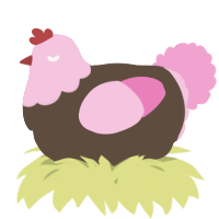 A bark and pink chicken with a head pattern