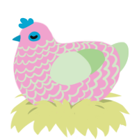 A pink and gluppy chicken with a lace pattern