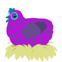 A amethyst and overcast chicken with a bar pattern