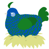 A ultramarine and leaf chicken with a lace pattern