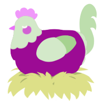 A plum and gluppy chicken with a head pattern