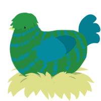 A viridian and sea chicken with a bar pattern