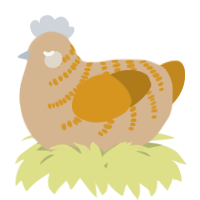 A beige and ochre chicken with a half-bar pattern