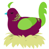 A wine and grass chicken with a neck-band pattern