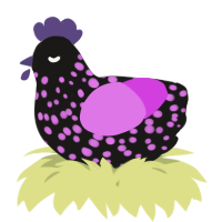 A sable and orchid chicken with a speckle pattern