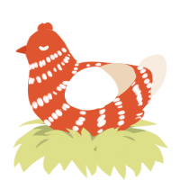 A vermilion and cream chicken with a bar pattern