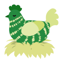 A viridian and lemon chicken with a bar pattern