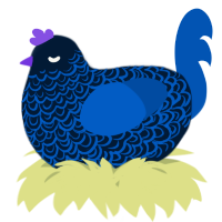 A tumblr and ultramarine chicken with a double-lace pattern
