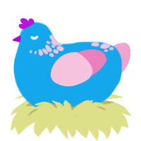 A sky and pink chicken with a neck-speckle pattern