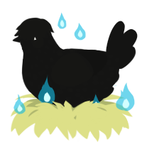 A black chicken with a speckle pattern
