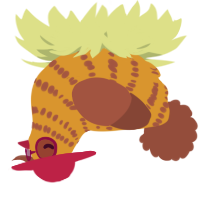 A orange and russet chicken with a bar pattern