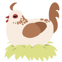 A child, a cream and brown chicken with a neck-speckle pattern