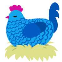 Ocean, a sky and ultramarine chicken with a lace pattern