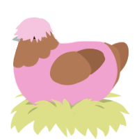 A pink and brown chicken with a head pattern