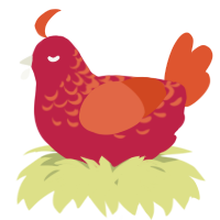A crimson and vermilion chicken with a half-lace pattern