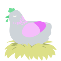 (unnamed), a mist and lavender chicken with a neck-speckle pattern