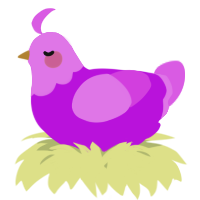 A amethyst and orchid chicken with a head pattern