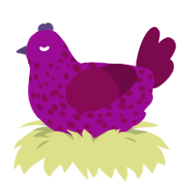 A plum and wine chicken with a speckle pattern