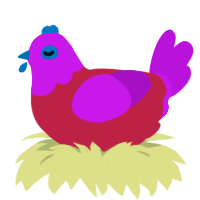 birthday, a crimson and amethyst chicken with a head pattern
