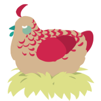 A beige and crimson chicken with a half-lace pattern