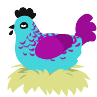 A aqua and plum chicken with a half-lace pattern