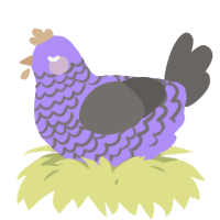 A lilac and grey chicken with a lace pattern