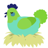 A mint and grass chicken with a head pattern
