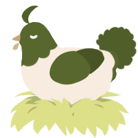 A cream and olive chicken with a head pattern