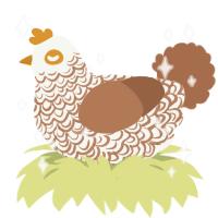 Precious, a white and brown chicken with a double-lace pattern