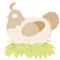 A cream and beige chicken with a head pattern
