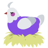 A blurple and mist chicken with a head pattern