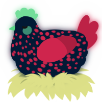 A tumblr and crimson chicken with a speckle pattern